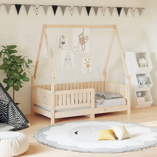 Kinderbett Einzeln Beige für Matratze 70x140cm