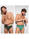 Herren Slips Schwarz mit Mustern 2Packung