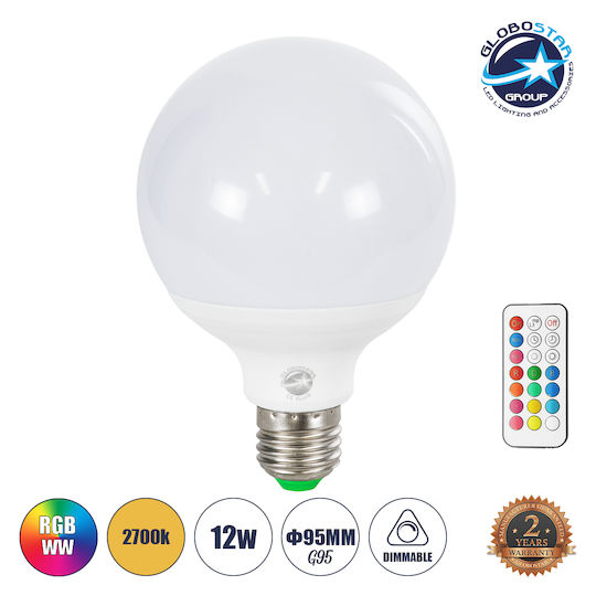GloboStar Smart Λάμπα LED 12W για Ντουί E27 και Σχήμα G95 RGB 780lm