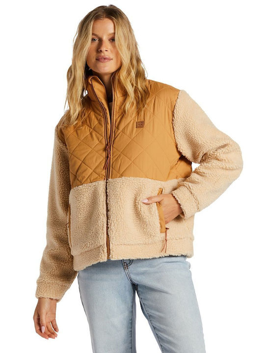 Billabong Women's Short Puffer Jacket for Winter Brown