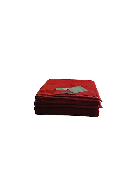 Manterol Casa Color 001 Κουβέρτα Ισπανίας Βελουτέ Υπέρδιπλη 220x240εκ. Red