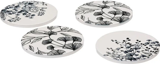 Secret de Gourmet Round Coaster Ceramic White 10cm 4pcs