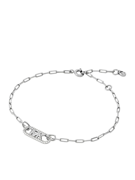 Michael Kors Premium Γυναικείο Βραχιόλι από Ασήμι με Ζιργκόν 15.42cm