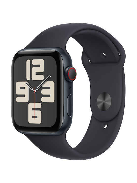 Apple Watch SE 2023 Cellular Aluminium 44mm Αδιάβροχο με Παλμογράφο (Midnight με Midnight Sport Band (S/M))