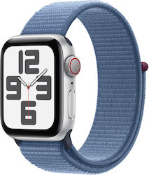 Apple Watch SE 2023 Cellular Aluminium 40mm Αδιάβροχο με Παλμογράφο (Silver με Winter Blue Sport Loop)