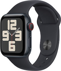 Apple Watch SE 2023 Cellular Aluminium 40mm Αδιάβροχο με Παλμογράφο (Midnight με Midnight Sport Band (S/M))