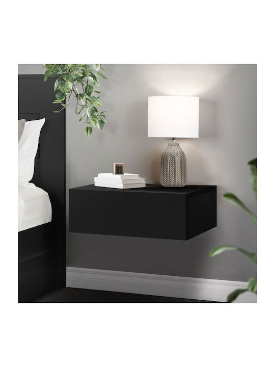 Wooden Bedside Table Black 46x30x15cm