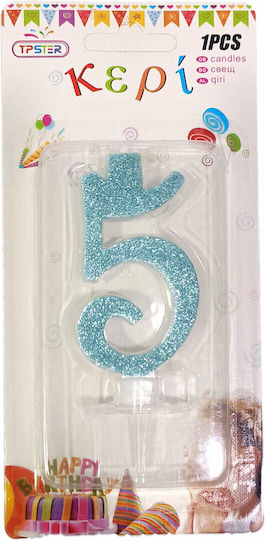 Tpster Birthday Candle Number "5" in Light Blue Color 29942