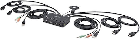 StarTech 2-Port Dual-Monitor HDMI USB 2.0 KVM & Data Switch