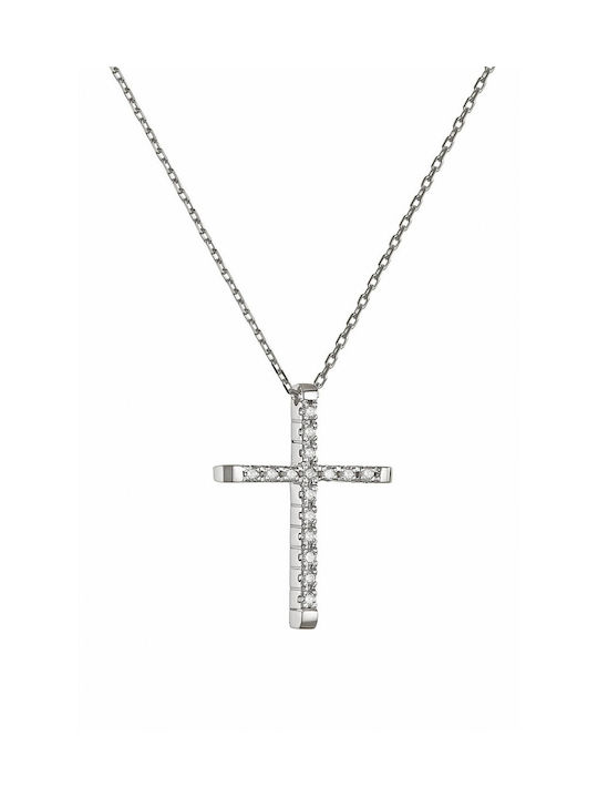 Damen Weißgold Kreuz 18K mit Kette