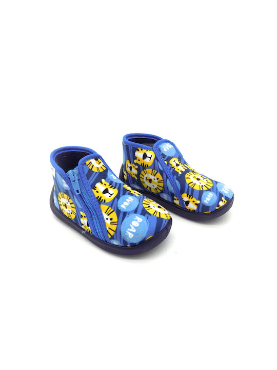 Comfy Boys Anatomic Closed-Toe Bootie Slippers Blue