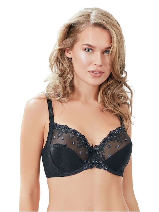 Anil Ev & Ic Giyim Minimizer Minimizer Bra with Light Padding Underwire Black