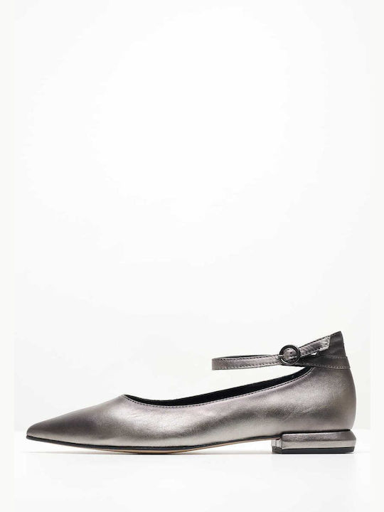 Pedro Miralles Leather Ballerinas Silver