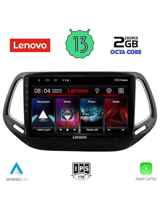 Lenovo Car-Audiosystem für Jeep Kompass 2016> (Bluetooth/USB/WiFi/GPS/Apple-Carplay/Android-Auto) mit Touchscreen 10"