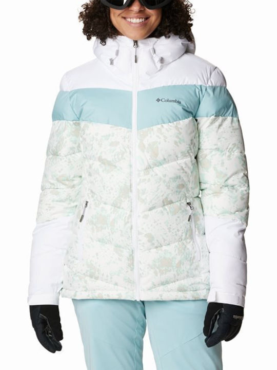 Columbia Women's Long Puffer Jacket for Winter with Hood White