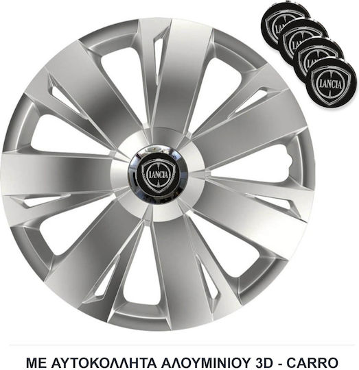 Versaco Set Capace De Roți Auto Energy Rc 15" Compatibilitate Lancia 4 Bucăți Argintii