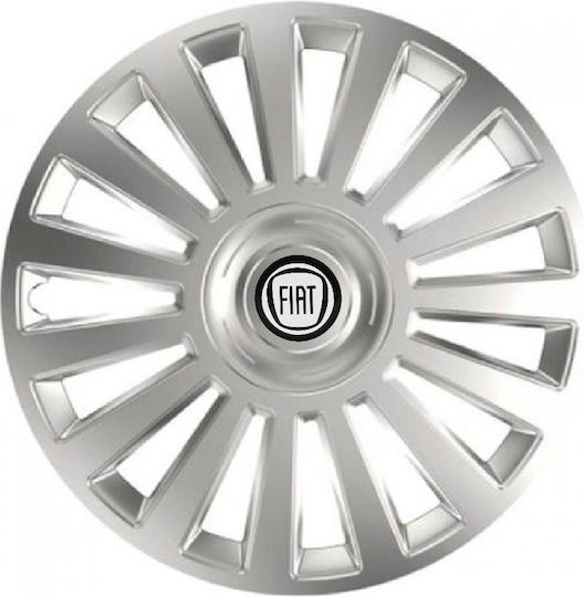 Versaco Car Hubcap Set Luxury with Fiat Emblem 16" 4pcs Silver