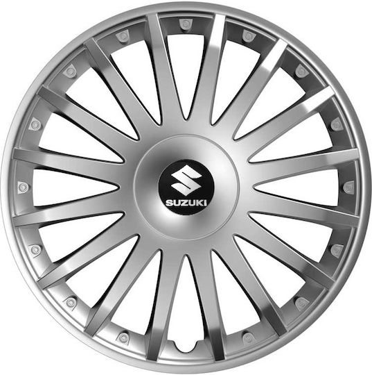 Versaco Car Hubcap Set Crystal with Suzuki Emblem 13" 4pcs Silver