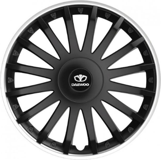 Versaco Car Hubcap Set Crystal with Daewoo Emblem 14" 4pcs Black