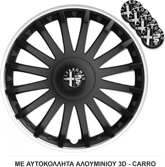 Versaco Set Capace De Roți Auto Crystal Compatibilitate Alfa Romeo 4 Bucăți 14 Negru/Negru