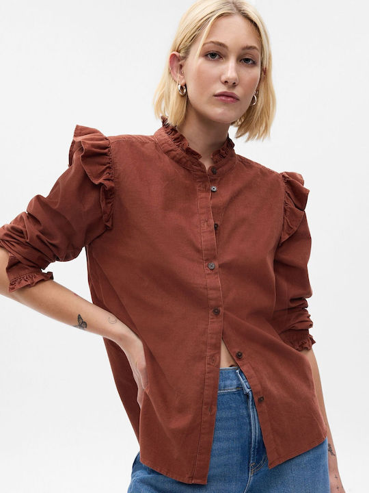 GAP Women's Long Sleeve Shirt Brown