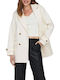 Only Women's Midi Half Coat with Buttons White