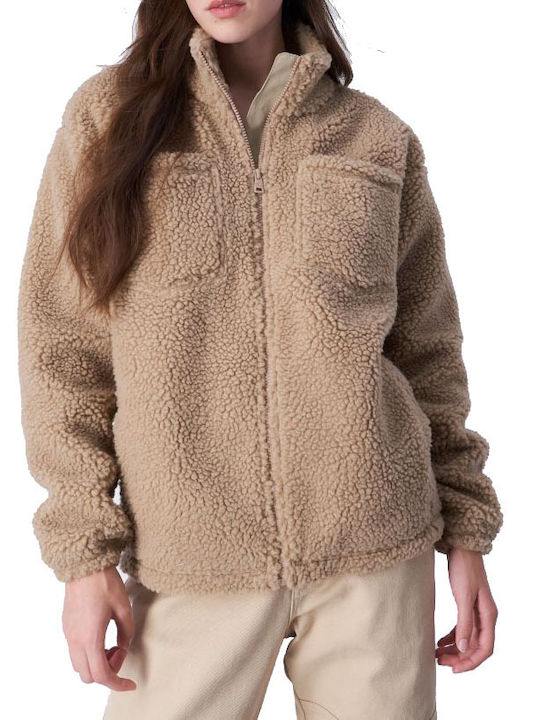 Champion Fleece Damen Jacke in Beige Farbe