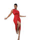 Woman's Fashion Midi Evening Dress Red