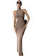 Woman's Fashion Maxi Evening Dress Beige