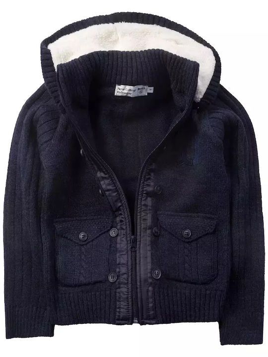 Kids Cardigan with Navy Blue Hood