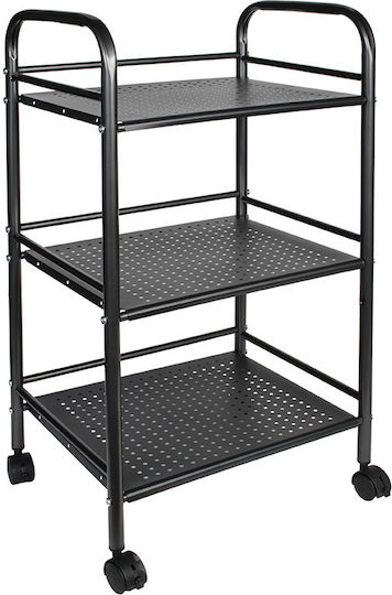 Keskor Metal Kitchen Trolley 3 Tiers Black 41x31x75cm