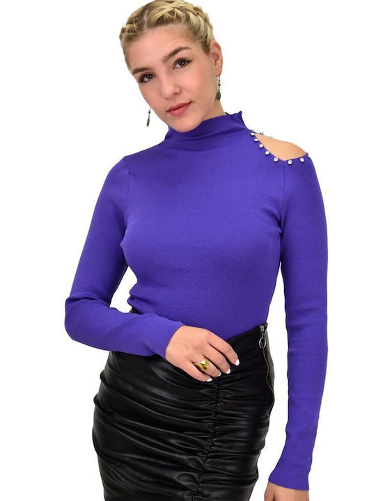 Potre Women's Long Sleeve Sweater Purple
