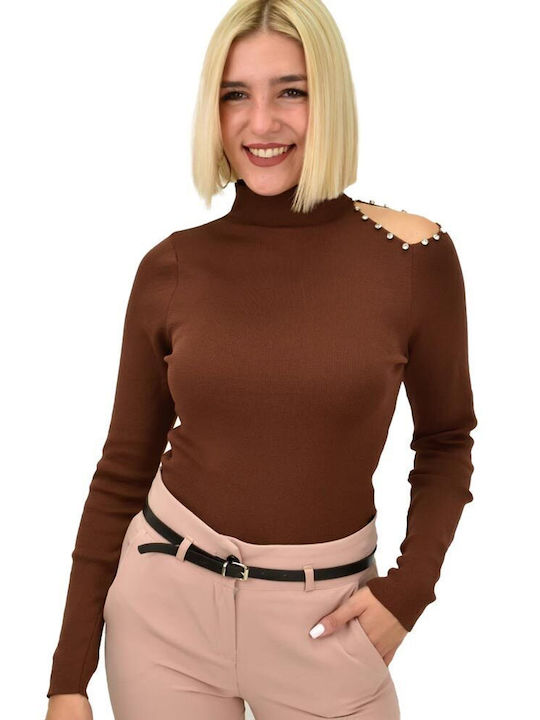 Potre Women's Long Sleeve Sweater Brown