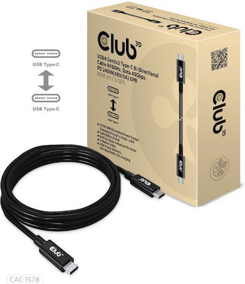 Club3D USB 4 Cable USB-C male - USB-C Μαύρο 2m (CAC-1578)