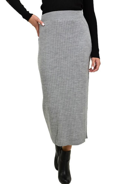 Potre High Waist Midi Skirt in Gray color