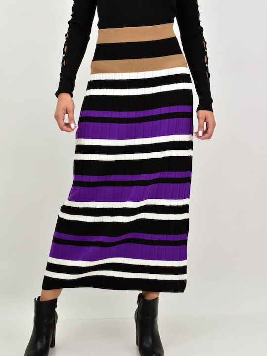 Potre High Waist Midi Skirt in Purple color