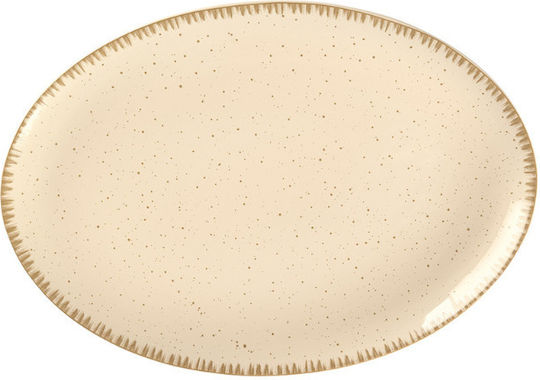 XM-Casa Servierplatte Oval aus Porzellan Beige 36x31cm 1Stück