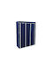 Keskor Fabric Wardrobe with Zipper and Shelves in Blue Color 127x44x167cm