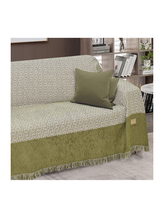 Lino Home Angollo-winter Ριχτάρι Διθέσιου Καναπέ Chenille 180x250εκ. Olive