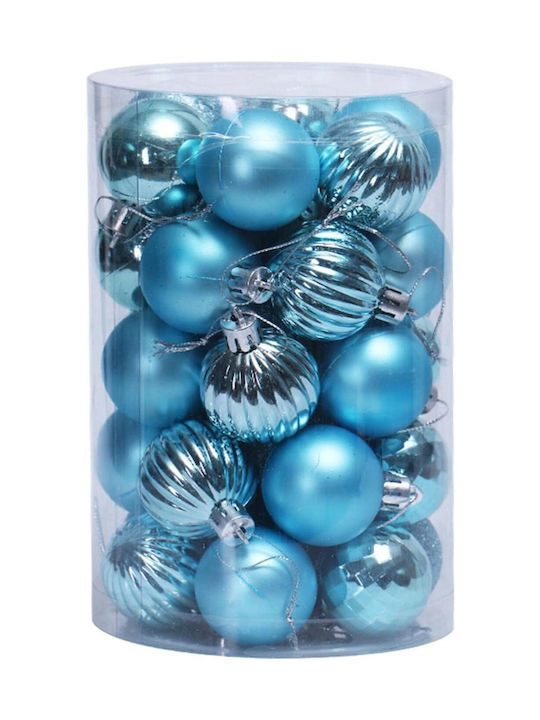 Christmas Plastic Ball Ornament Light Blue 4cm 34pcs