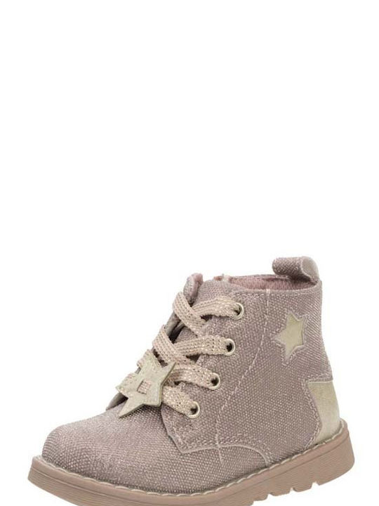 Chicco Kids PU Leather Military Boots with Zipper Pink