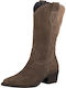 Leder Damenstiefel Cowboy mit mittlerem Absatz Braun