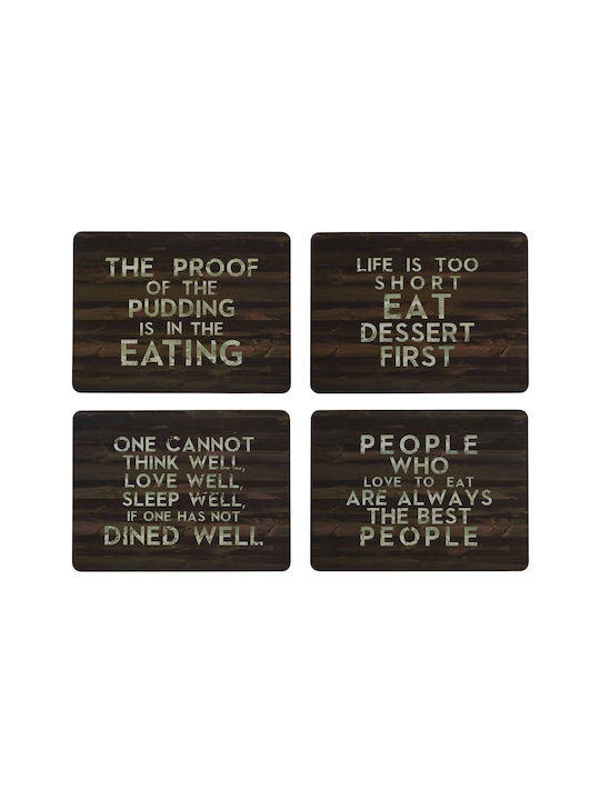 Kitchen Craft Round Coaster made of Felt with Stand Brown 4pcs