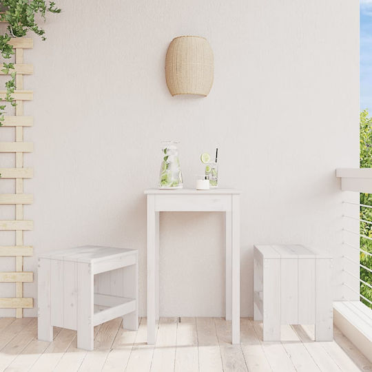 Дървено Градинско Табуретче Бели 2 Бройки 40x36x45см
