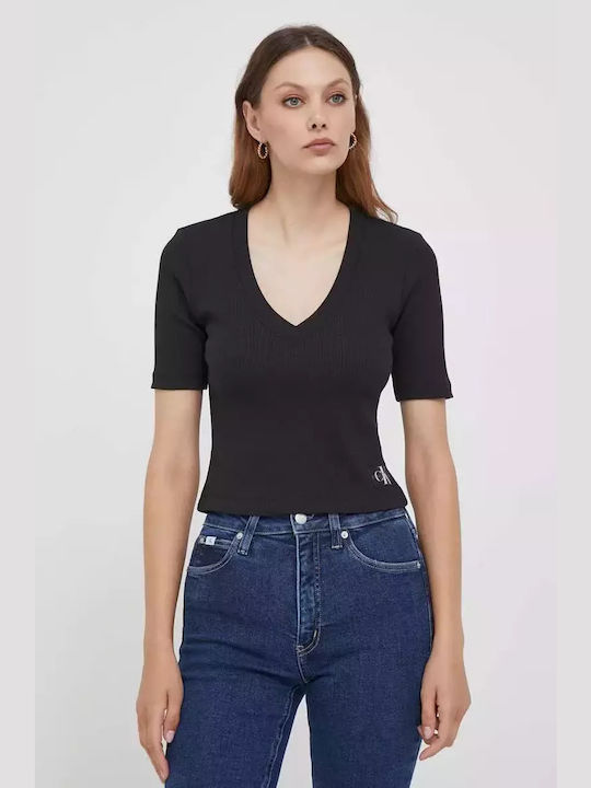 Calvin Klein Women's T-shirt with V Neckline Black