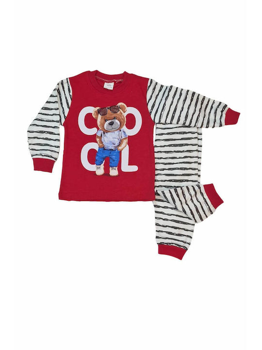 Supermini Set Top & Bottom Kids Cotton Pyjamas Red