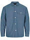 Herrenhemden Langärmelig Denim Overshirt Blau