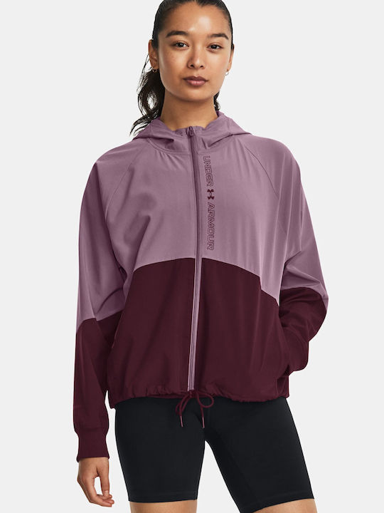Women's Running Short Sports Jacket Windproof for Spring or Autumn Purple