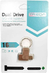 Treqa UP-02 16GB USB 3.0 Stick cu conexiune USB-A & USB-C Maro