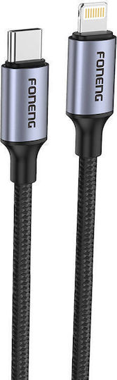 Foneng X95 Geflochten USB-C zu Lightning Kabel 20W Gray 1.2m (053440)